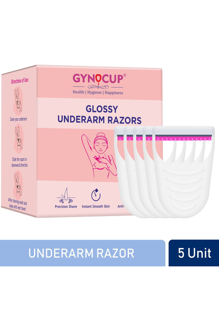 Gynocup Underarm Hair Removal Razor For Women's|for Instant Hair Removal | Easy To Use, Disposable And Washable | Platinum Coated Water Resistant Blades -pack Of 5 Razor