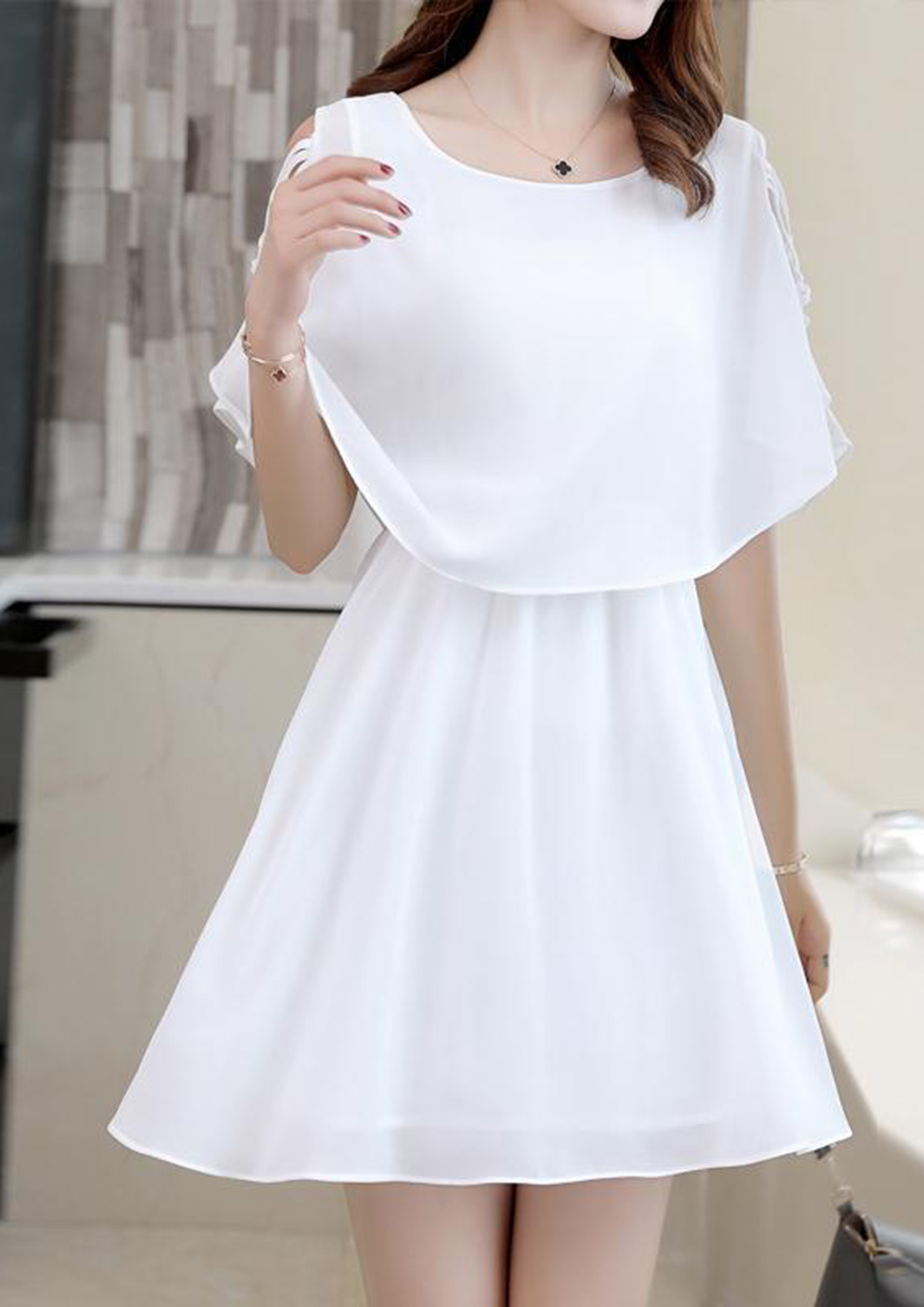 TRULY ADORABLE WHITE CHIFFON DRESS