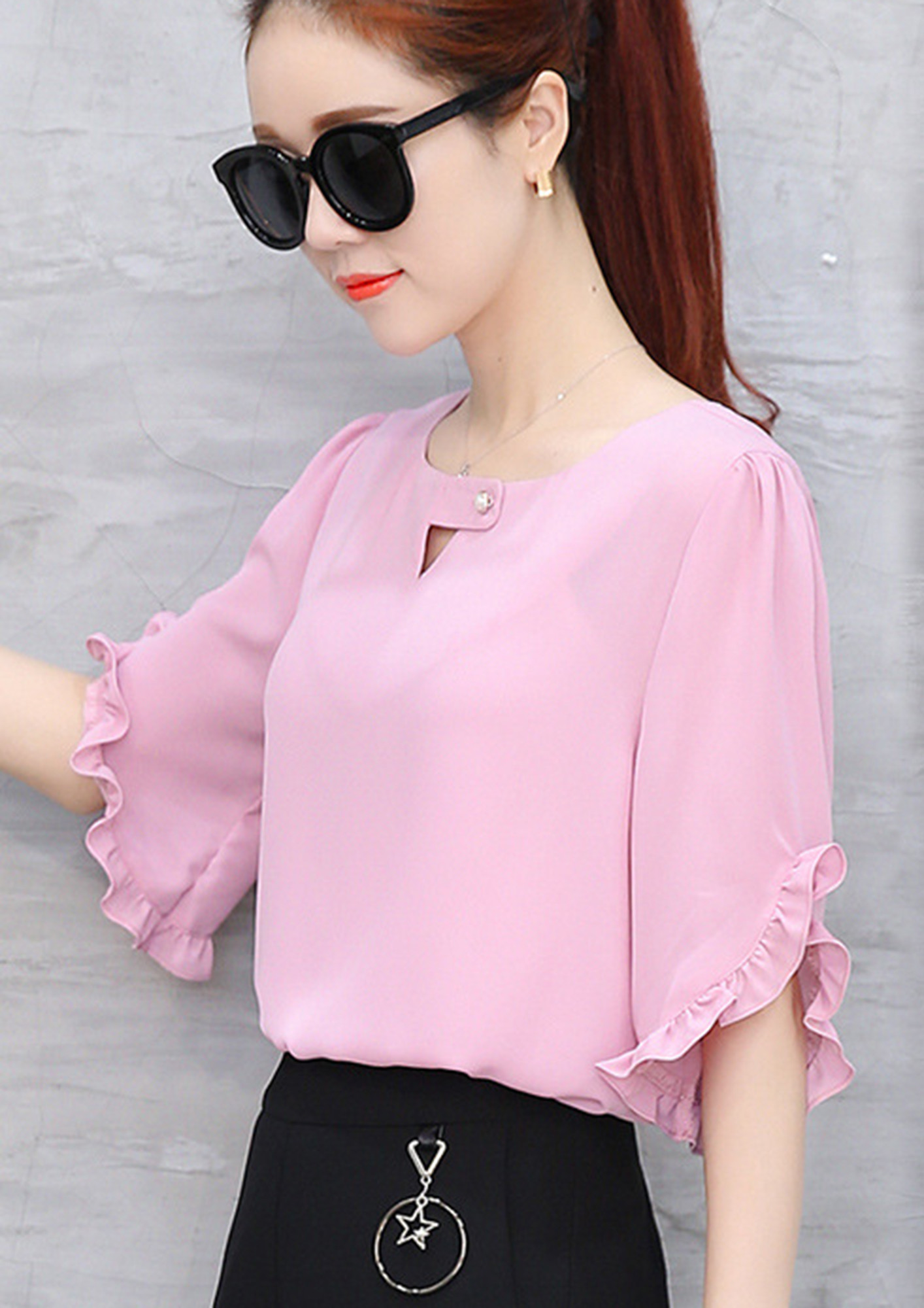 EVERYDAY PERFECTION PINK CHIFFON TOP