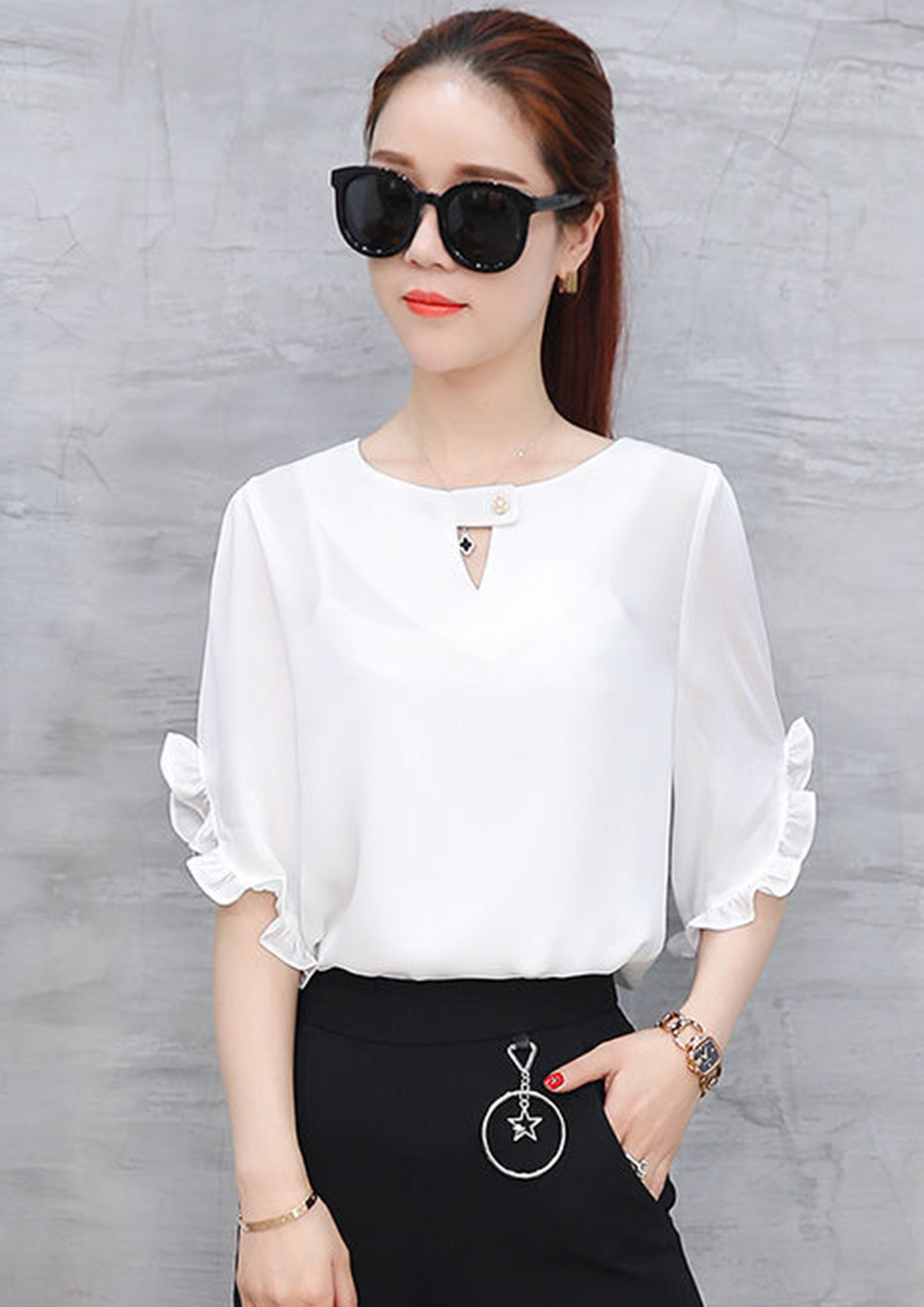 Buy ALWAYS FLAWLESS WHITE CHIFFON TOP for Women Online in India