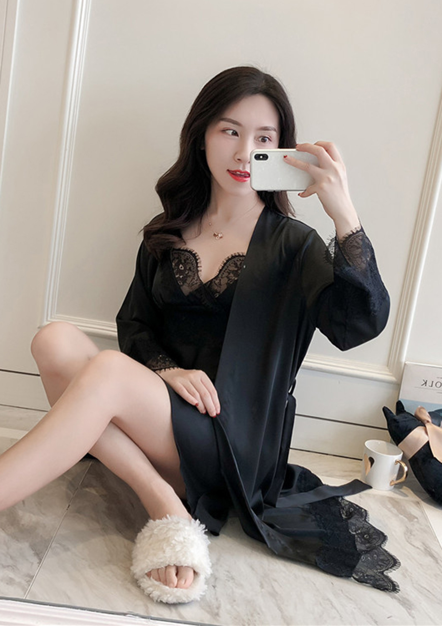 FEATHER SOFT DREAMS NIGHT BLACK NIGHT SUIT