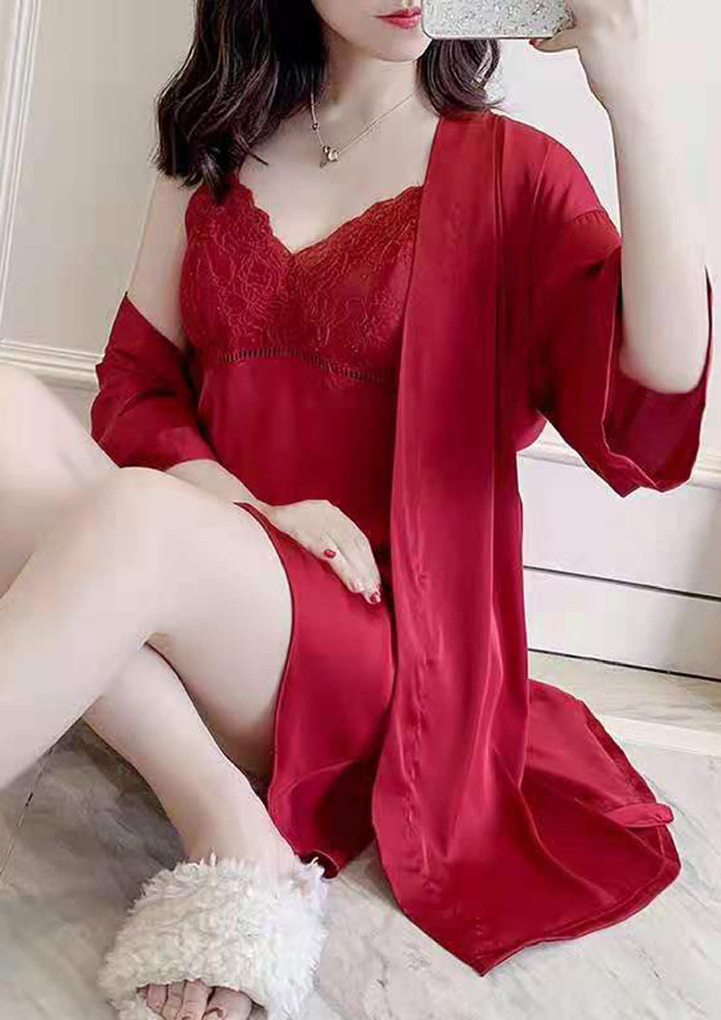 Buy CALENDULA Women Red Self Design Net Babydoll l Night dress l Night gown  l Nighty for women Online at Best Prices in India - JioMart.
