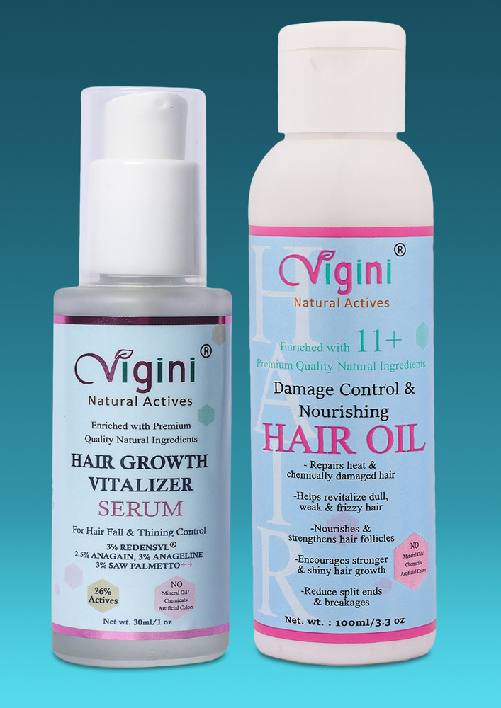 Vigini 3% Serum & Redensyl Oil Saw Palmetto Procapil Anagain Hair Care Tonic Nourishing Growth Revitalizer Control Fall