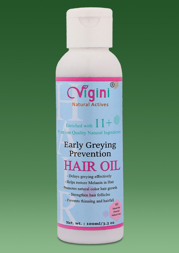 Vigini Natural Early Zero Anti Grey Greying Prevention Hair Oil Men Women 100 ml Fall Loss Thinning