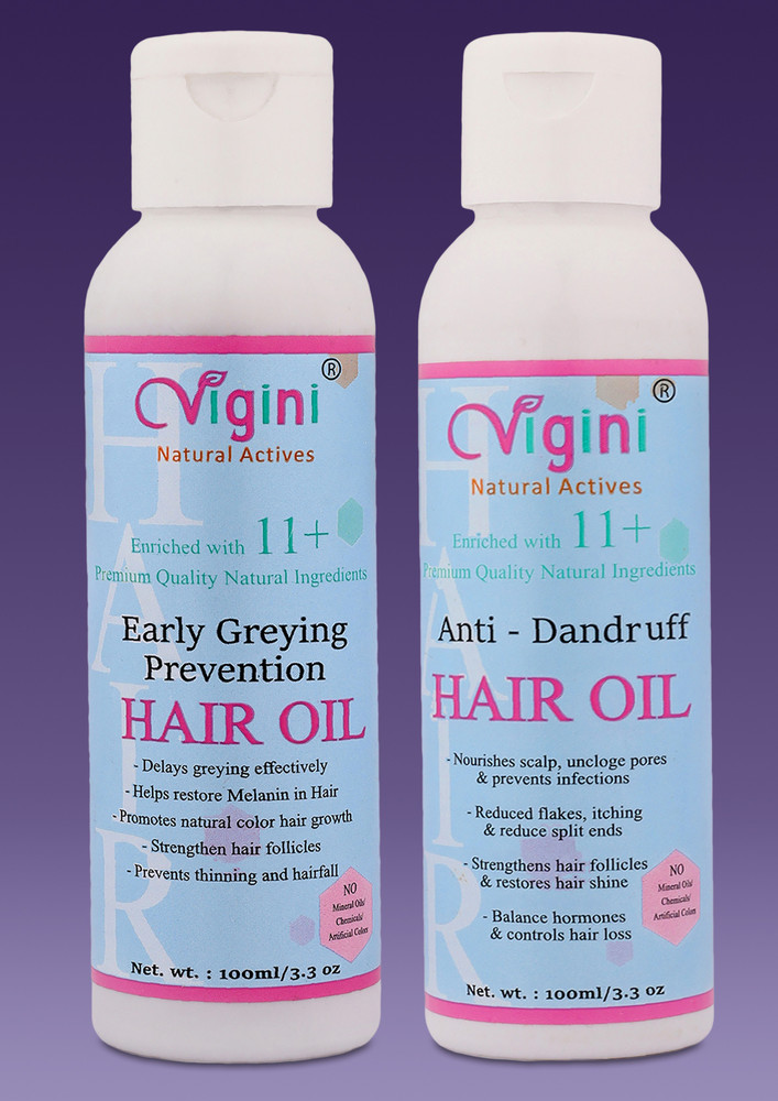 Vigini Anti Dandruff Pre Shampoo Revitalizer Tonic Hair + Early Zero Anti Greying Prevention Oil