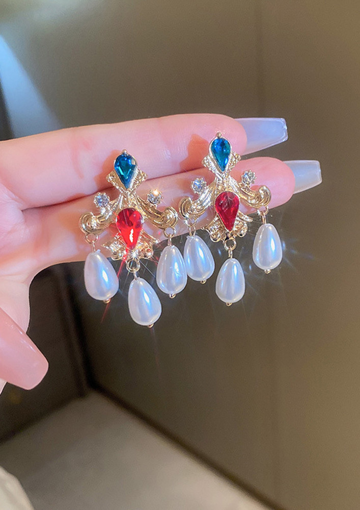 Classic- Jewel-gold-toned Pearl Drop Earrings