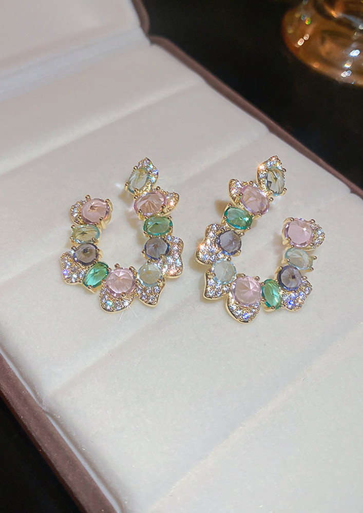 Pretty Multicolour Rhinestone Studs Earrings