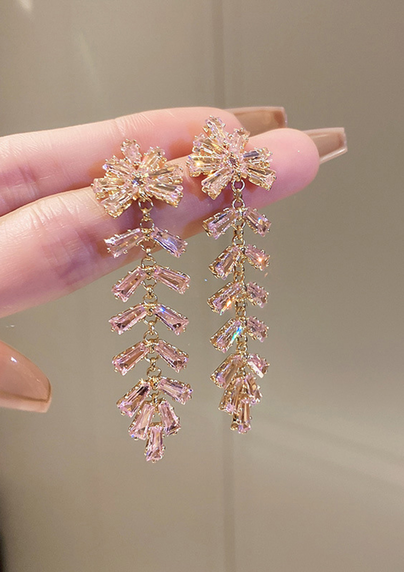 Pink thread gold earrings by Amytras  The Secret Label