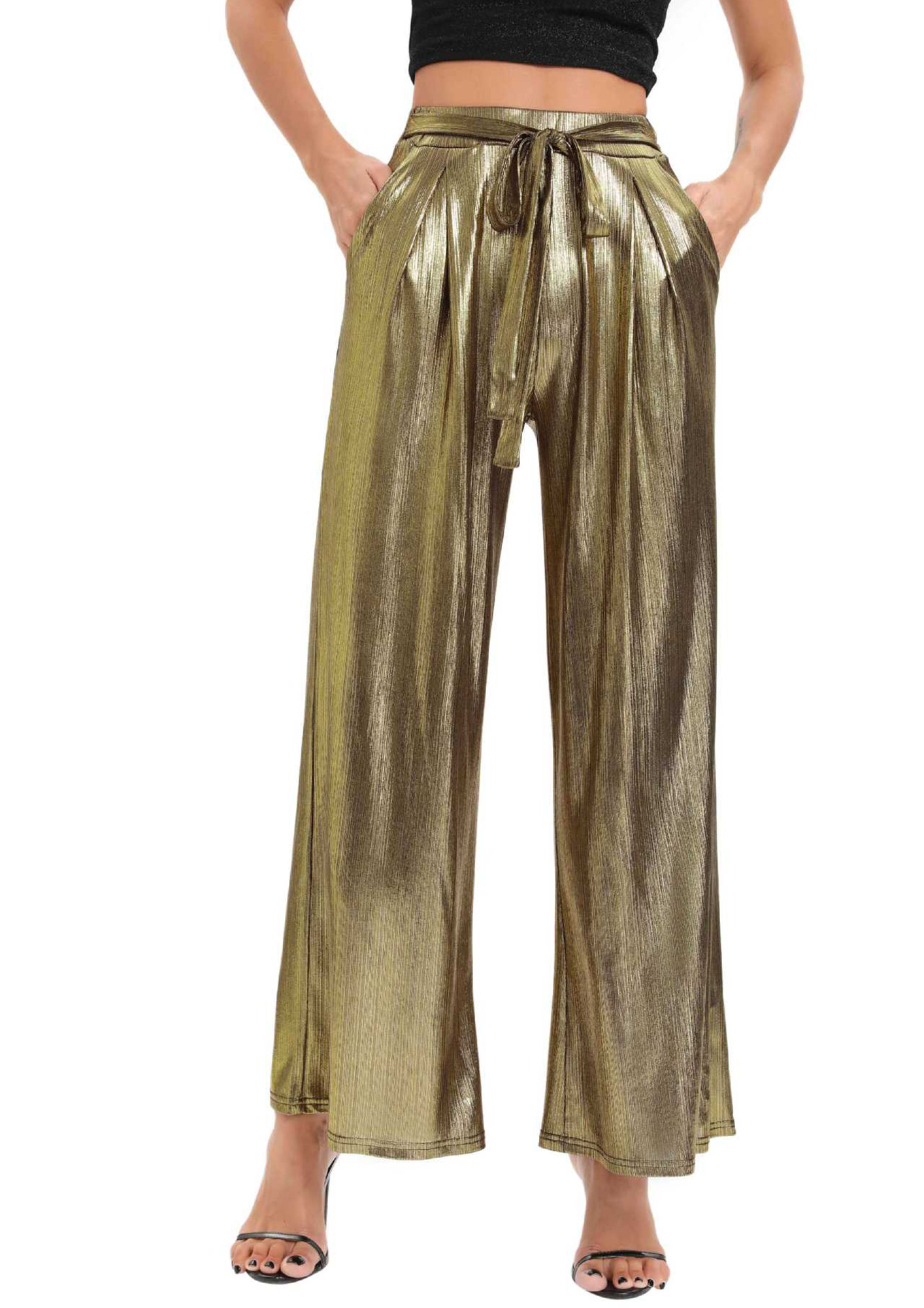 INDYA Women Gold Solid Cigarette Trousers  Absolutely Desi