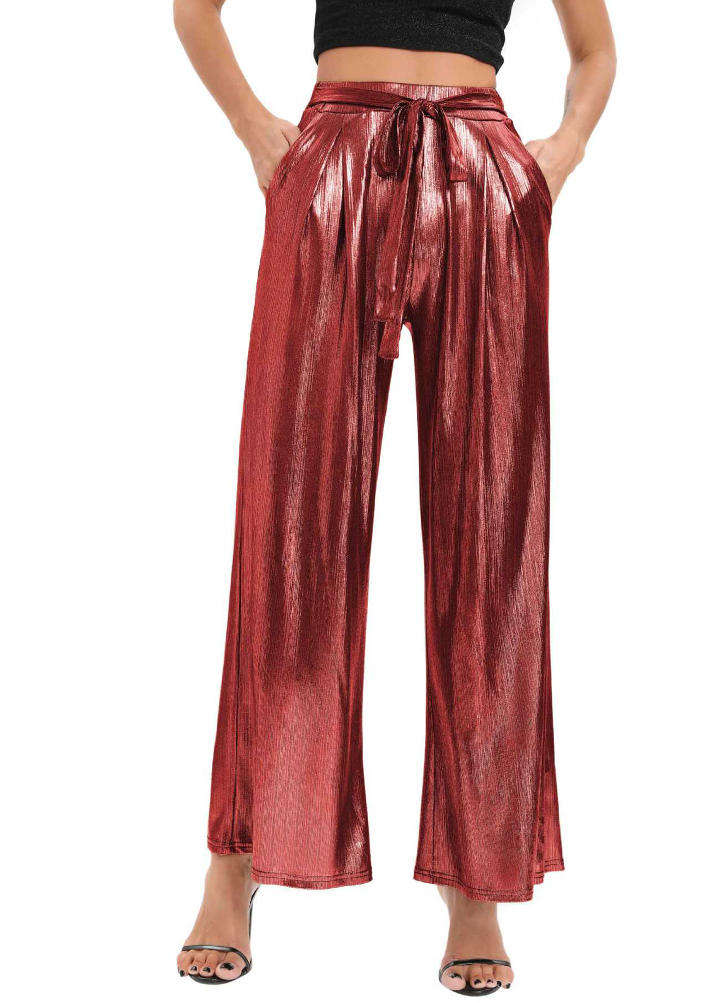 Buy Saaksha  Kinni Red Satin Printed Trousers Online  Aza Fashions