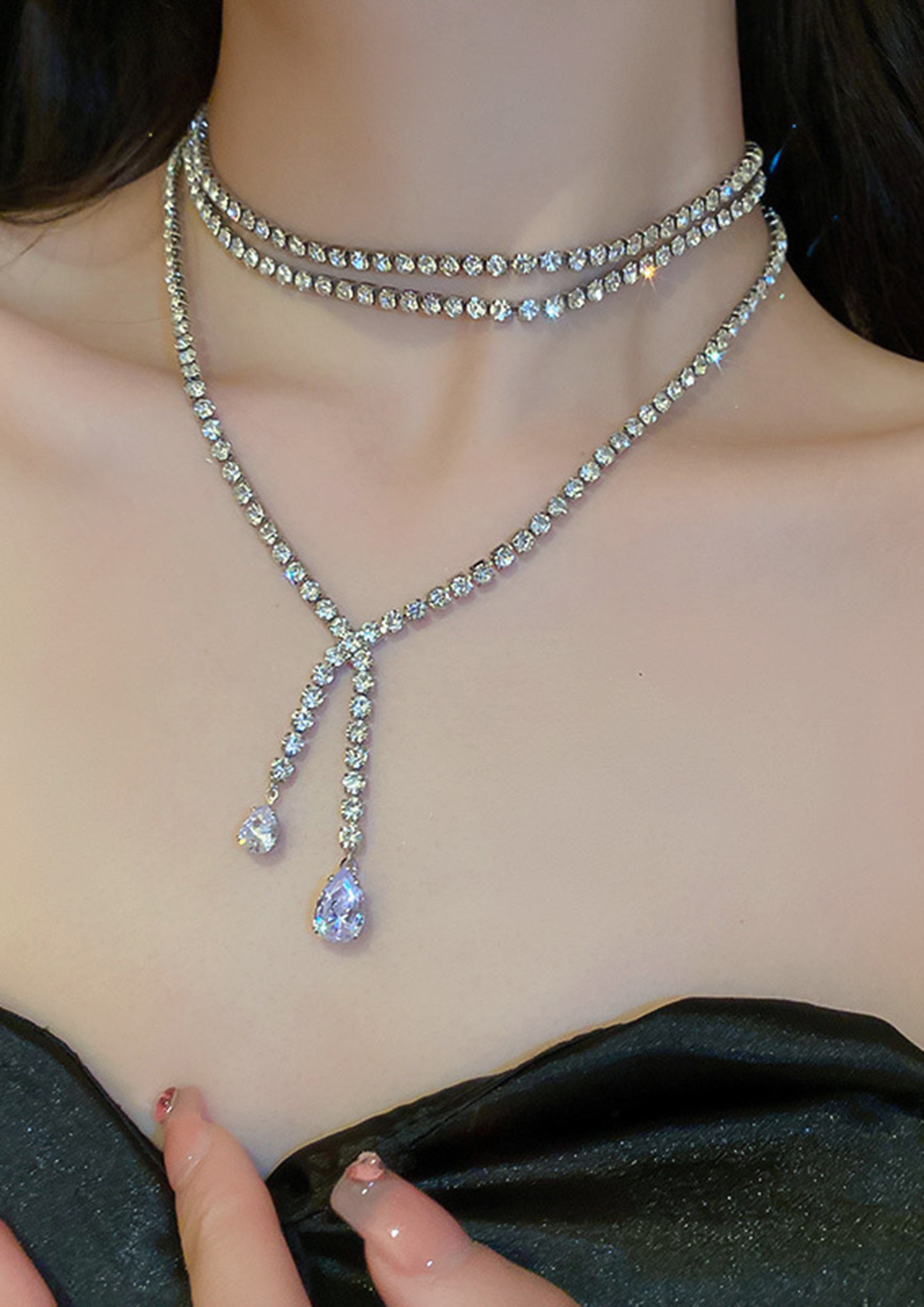 WRAP AND DIAMONDS LAYERED NECKLACE