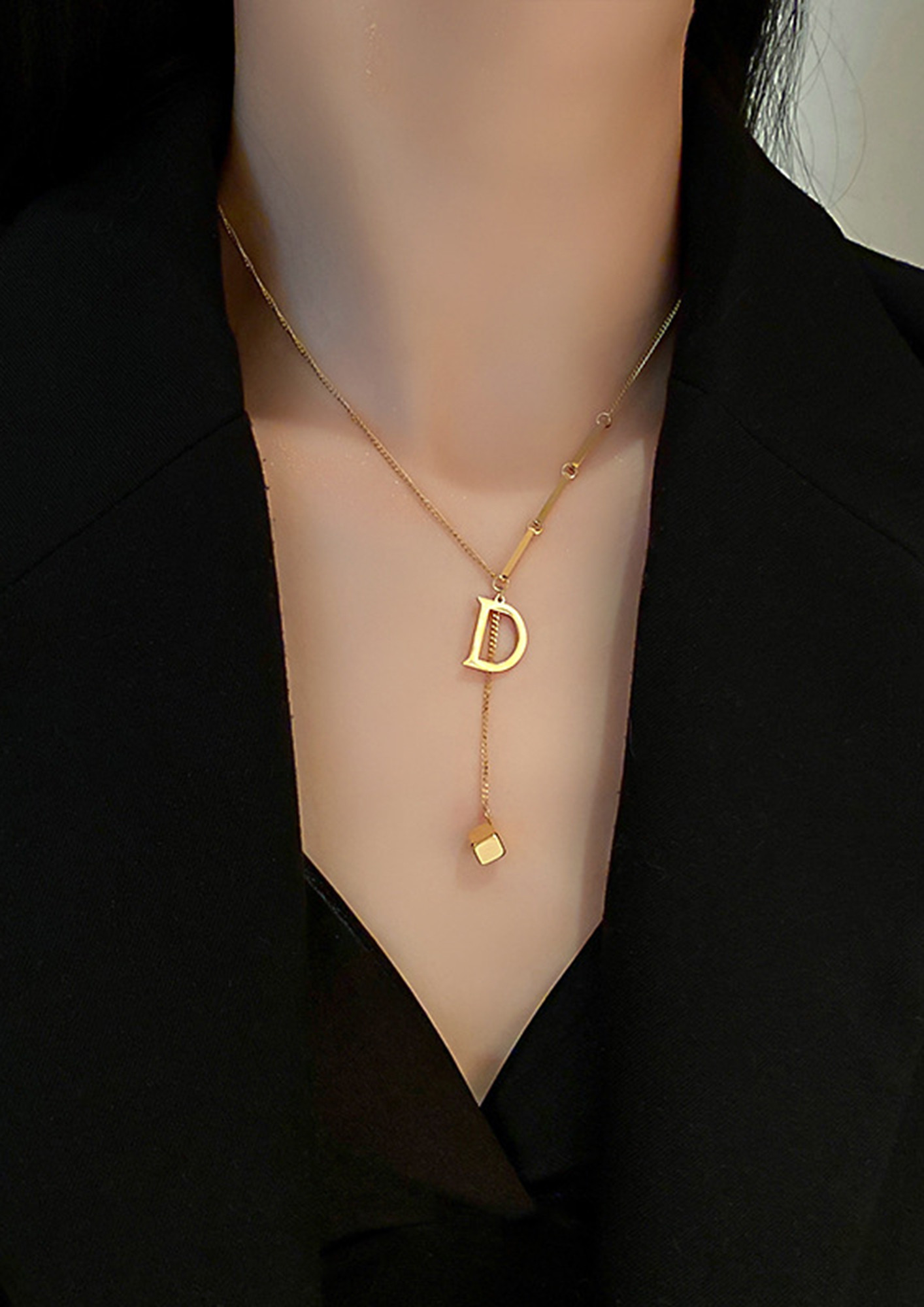 D AND DANGLER ALPHABETICAL NECKLACE