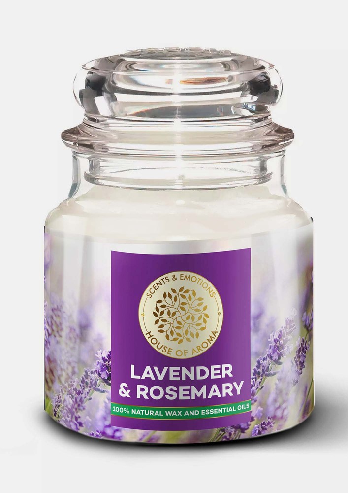 House Of Aroma Lavender And Rosemary Scented Candle For Aromatherapy, Made With 100% Natural Wax And Essential Oils-100 Gms