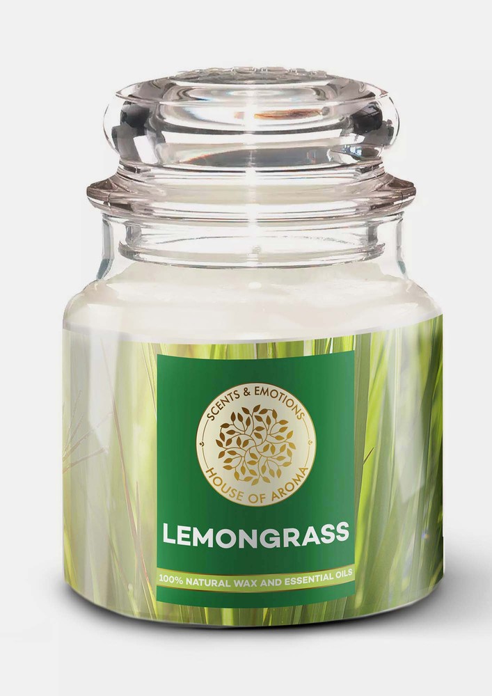 House Of Aroma Lemongrass Scented Candle For Aromatherapy, Made With 100% Natural Wax And Essential Oils-100 Gms