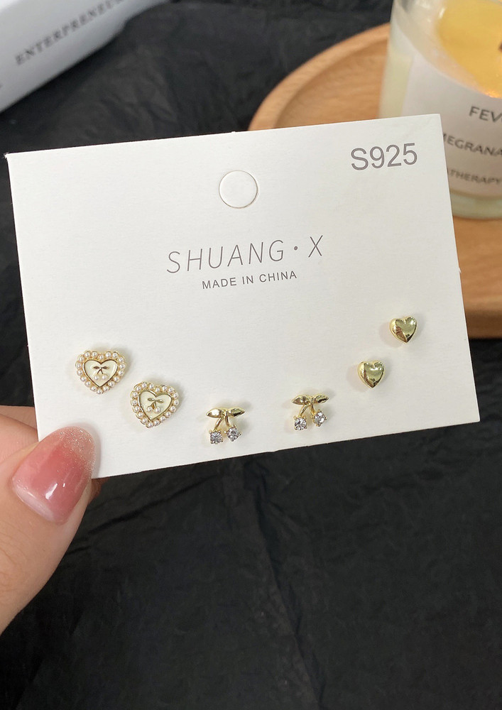 Heart Out For Bows White Stud Earring Set