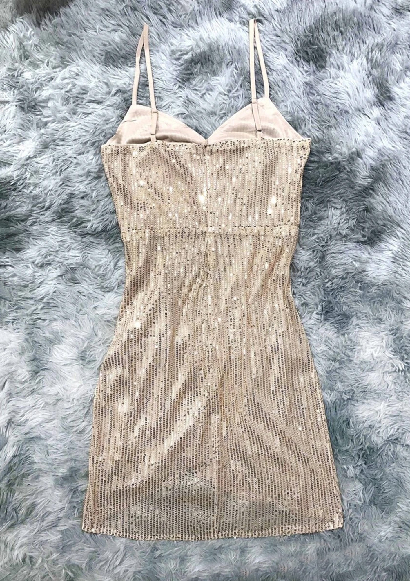SEQUINED CHAMPAGNE PARTY DRESS