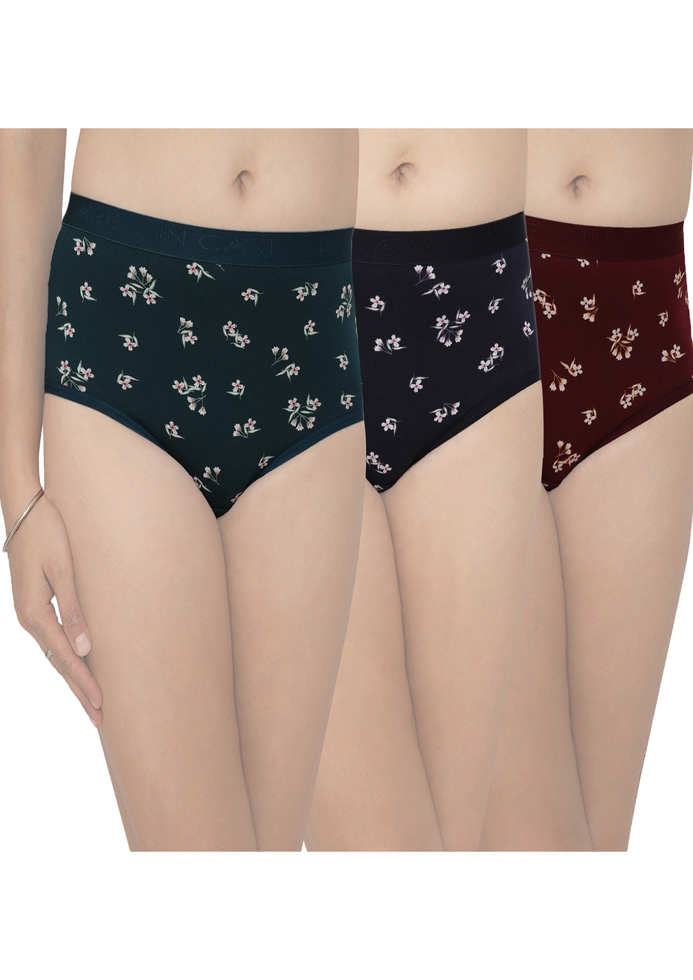 In Care Women Pack of 3 Printed High-Rise Hipster- ICOE-033