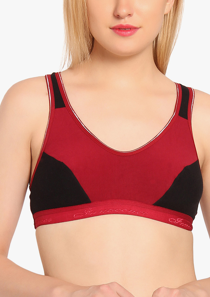 Bubbly Days Maroon Non Wired Non Padded Sports Bra