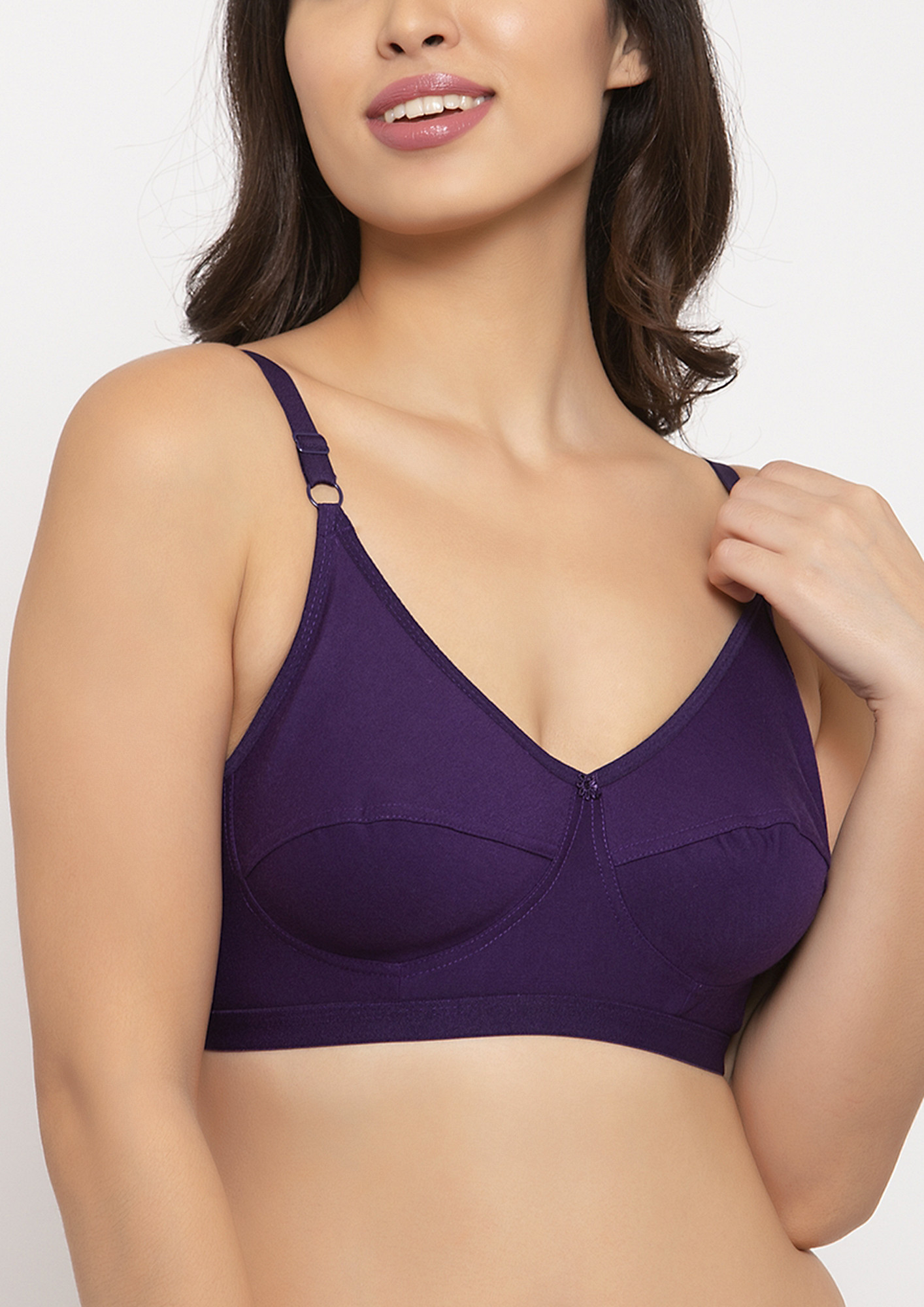 Buy online Purple Cotton Blend Tshirt Bra from lingerie for Women