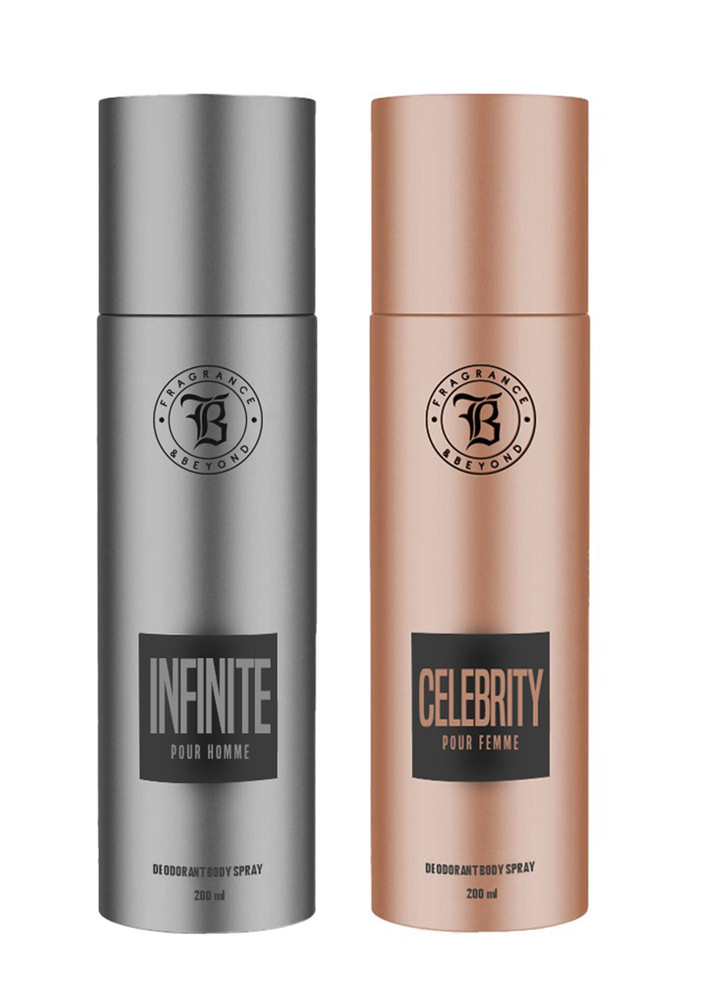 Fragrance & Beyond Body Deodorant for Men And Women, (Pack of 2) - 200ml Each | Infinite, Celebrity