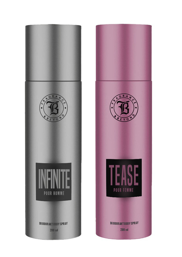 Fragrance & Beyond Body Deodorant for Men And Women, (Pack of 2) - 200ml Each | Infinite, Tease