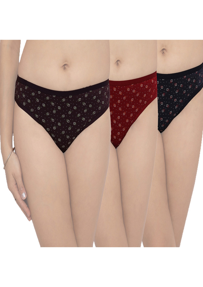 In Shape Women Pack Of 3 Assorted Low Rise- Isbk-002