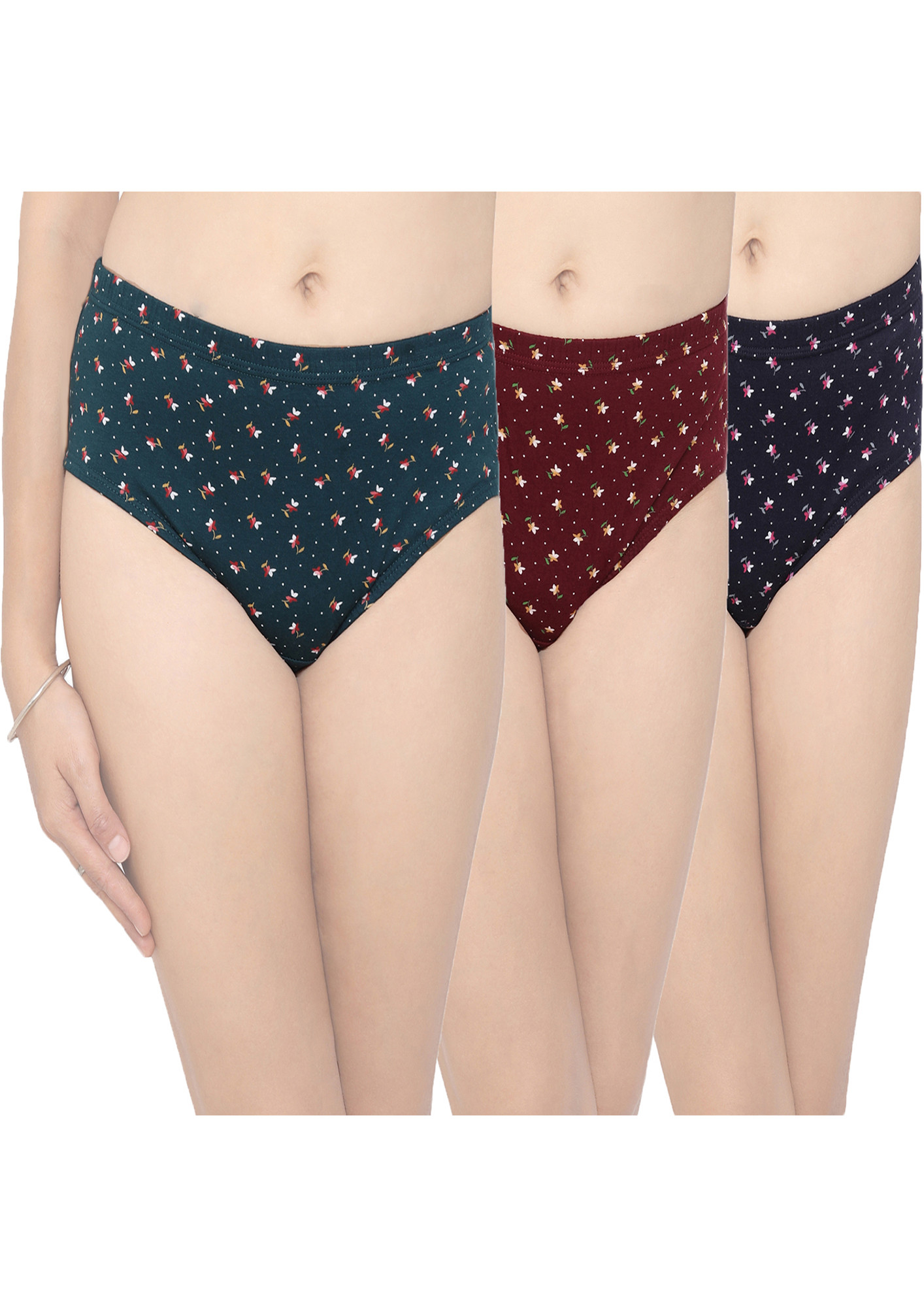 In Care Women Pack of 3 Assorted Hipster Briefs- ISIN-001