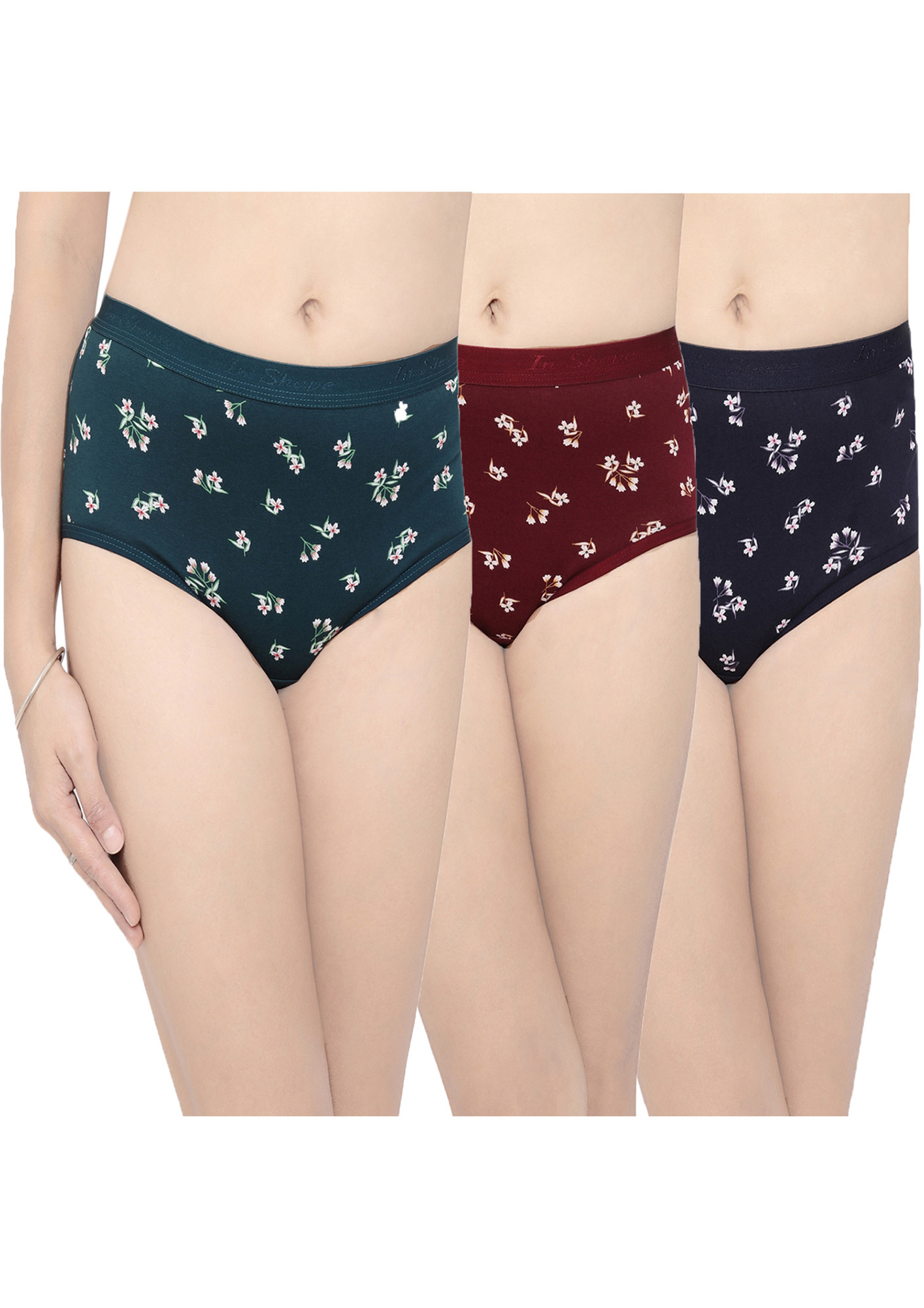 In Care Women Pack of 3 Printed High-Rise Hipster- ISOE-003