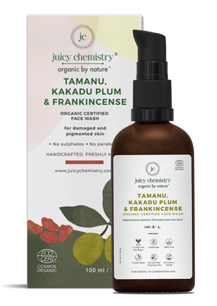 Juicy Chemistry Tamanu, Kakadu Plum & Frankincense  Organic Face Wash -For Damaged & Pigmented Skin -100ml/3.38oz