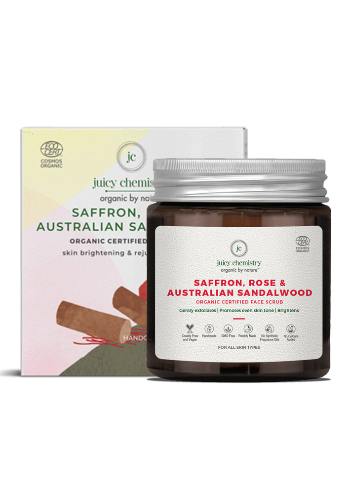 Juicy Chemistry Saffron, Rose & Australian Sandalwood-organic Face Scrub-skin Brightening And Rejuvenating Scrub - 75gm/2.64oz