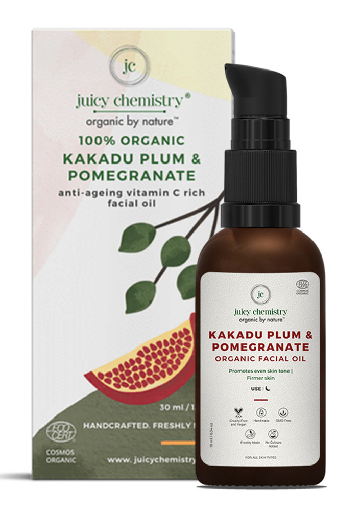 Juicy Chemistry 100% Organic Kakadu Plum & Pomegrante- Anti - Ageing  Vitamin C Rich Facial Oil-10ML