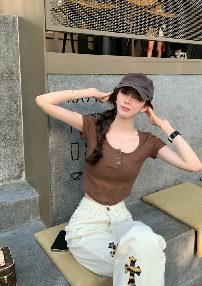 Straight Up Casual Brown Top