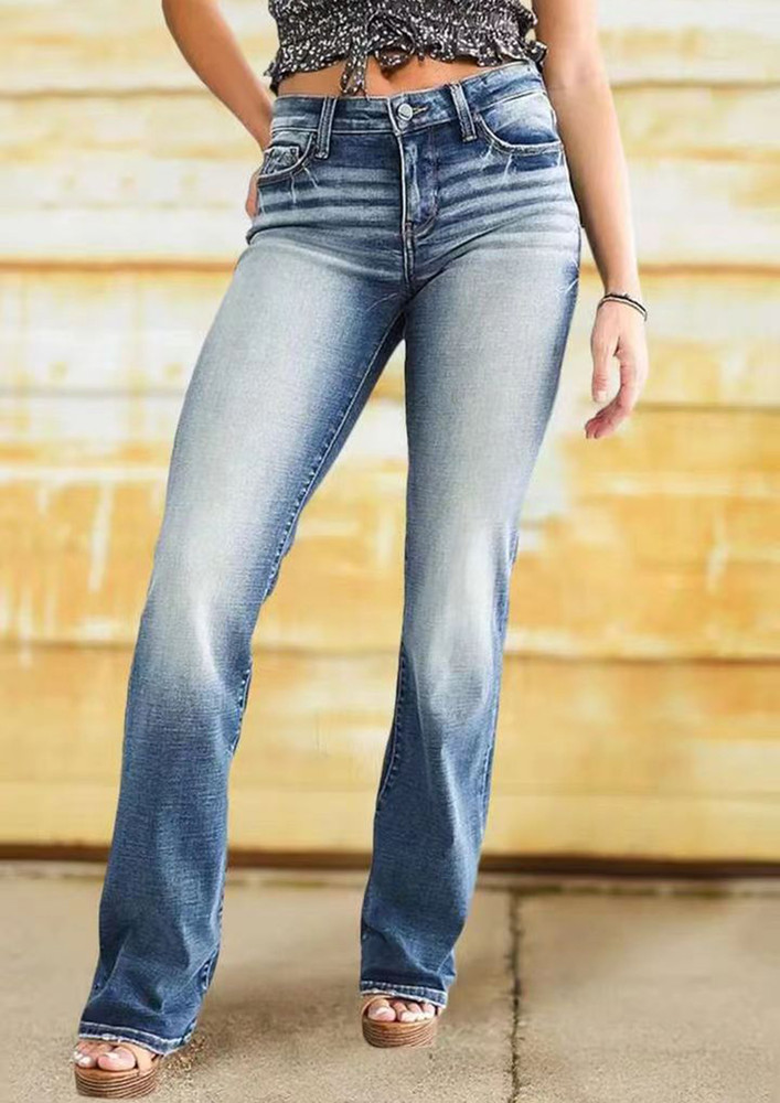 BASIC 90'S WASHED-OUT- BLUE STRAIGHT JEANS