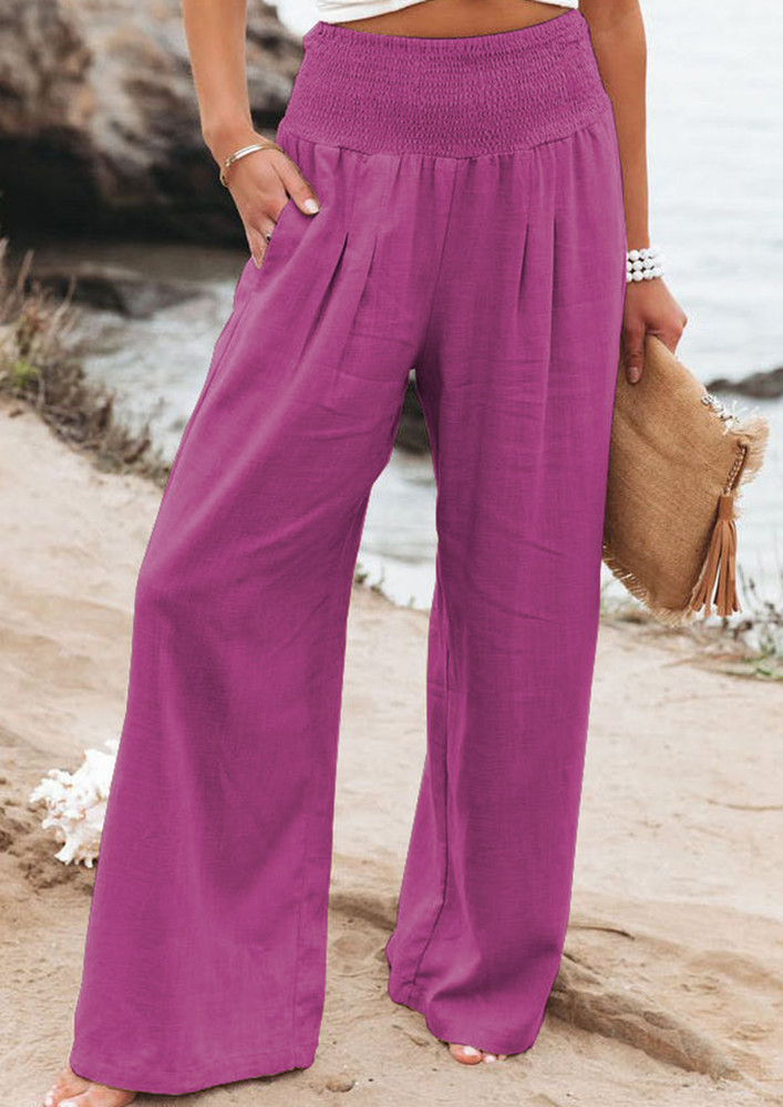 PINK CINCHED WIDE-WAIST PALAZZO