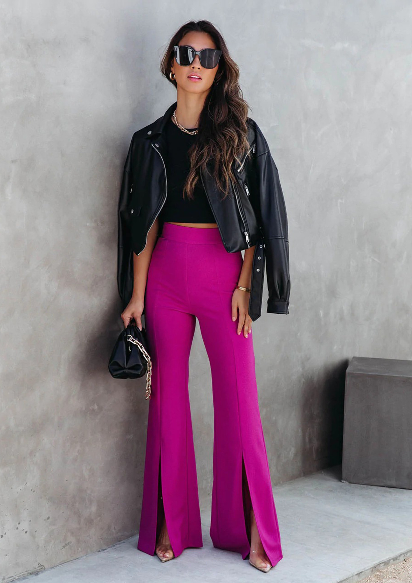 Flared trousers, pink