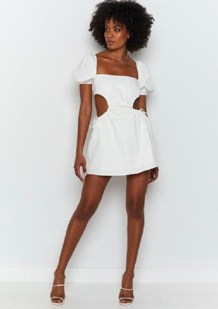 STRING-TIES CUT-OUT WHITE SKATER DRESS