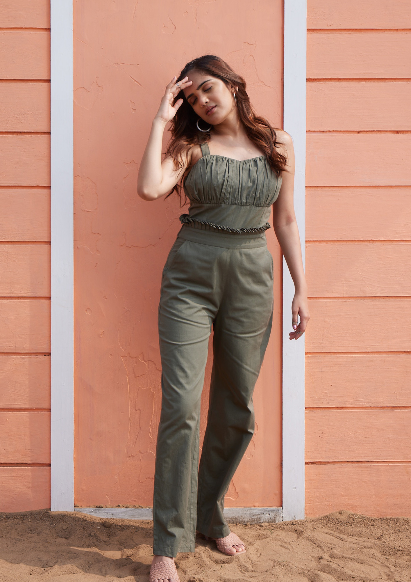 Olive-Green-Straight-Jumpsuit