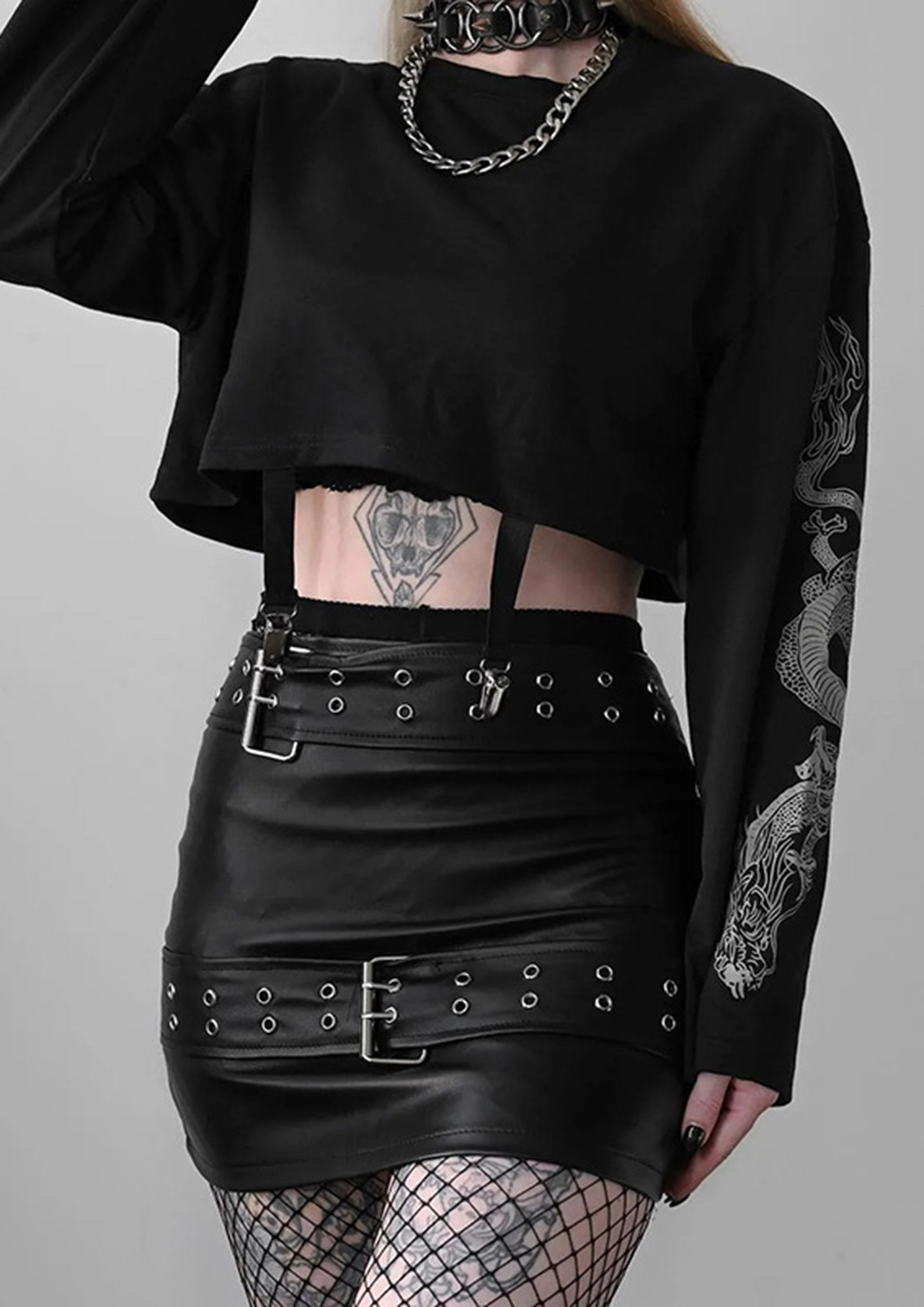 Tiana Leather Midi Skirt in Black