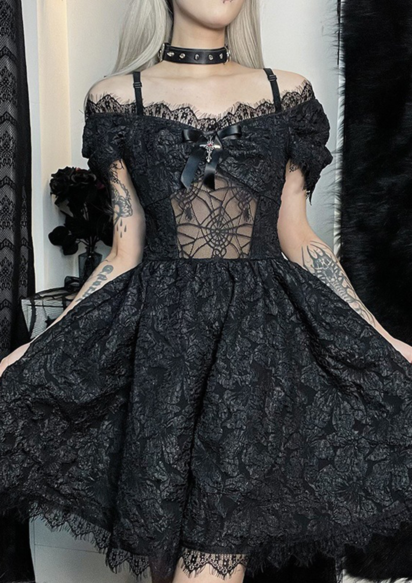 Black Magic Fairytale: Beautiful Black Dress in the Snow