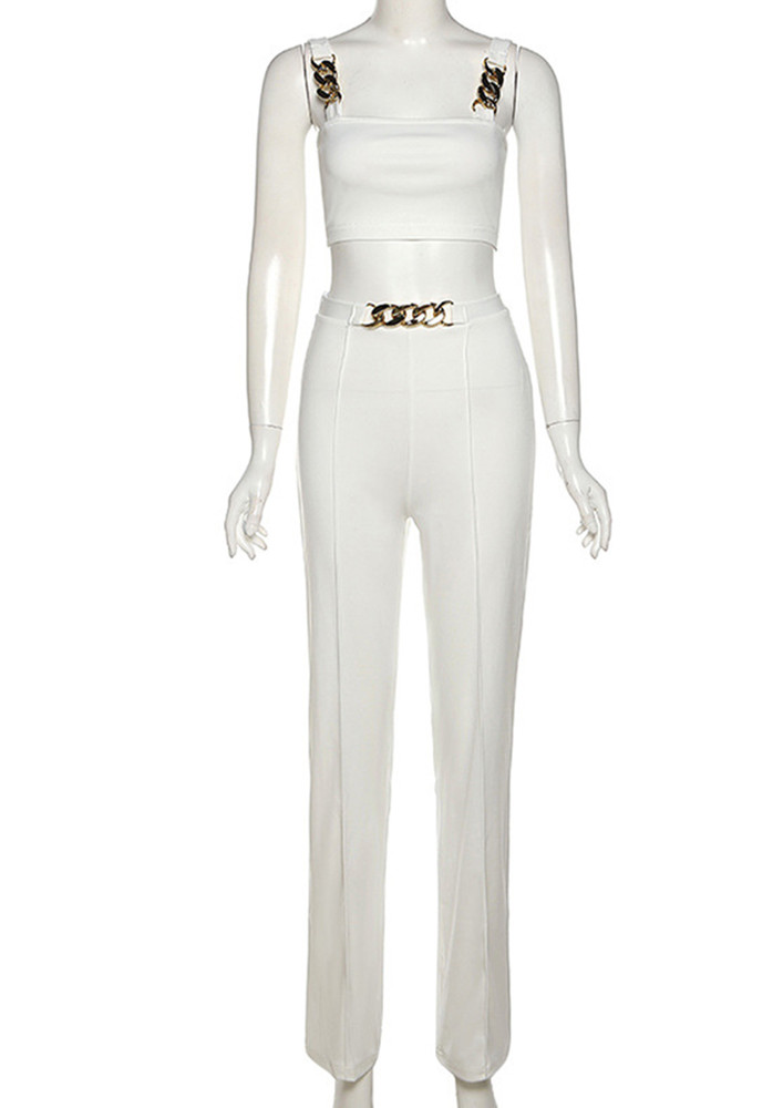 THE SMARTY-LOOK SOLID WHITE TWO PIECE SET
