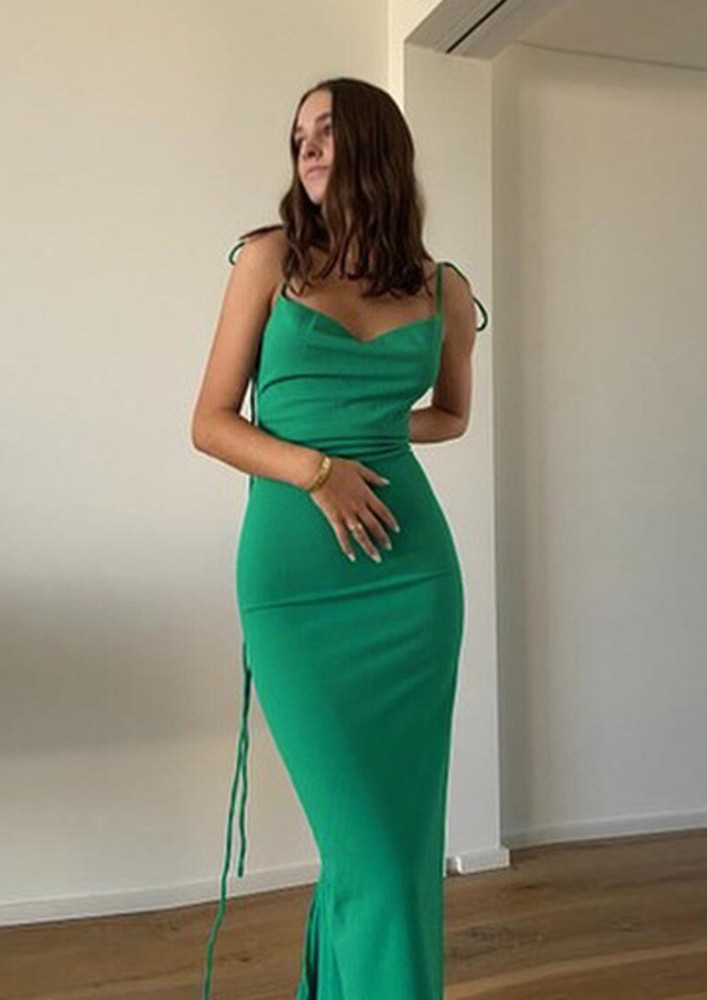Sculpted Look Green Maxi Dress