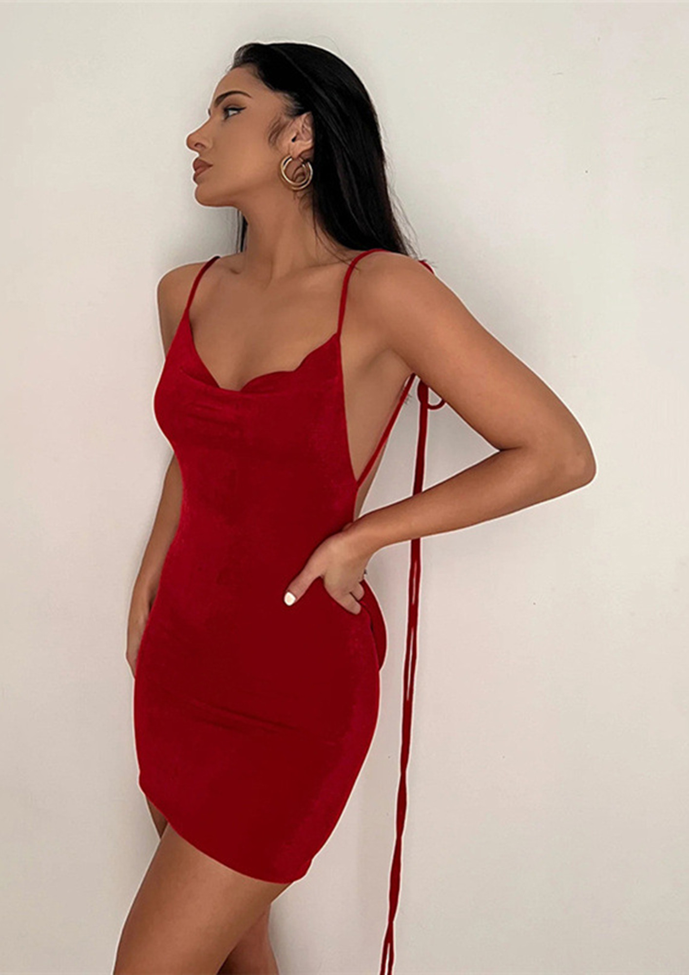COWL CONFESSION RED DRESS