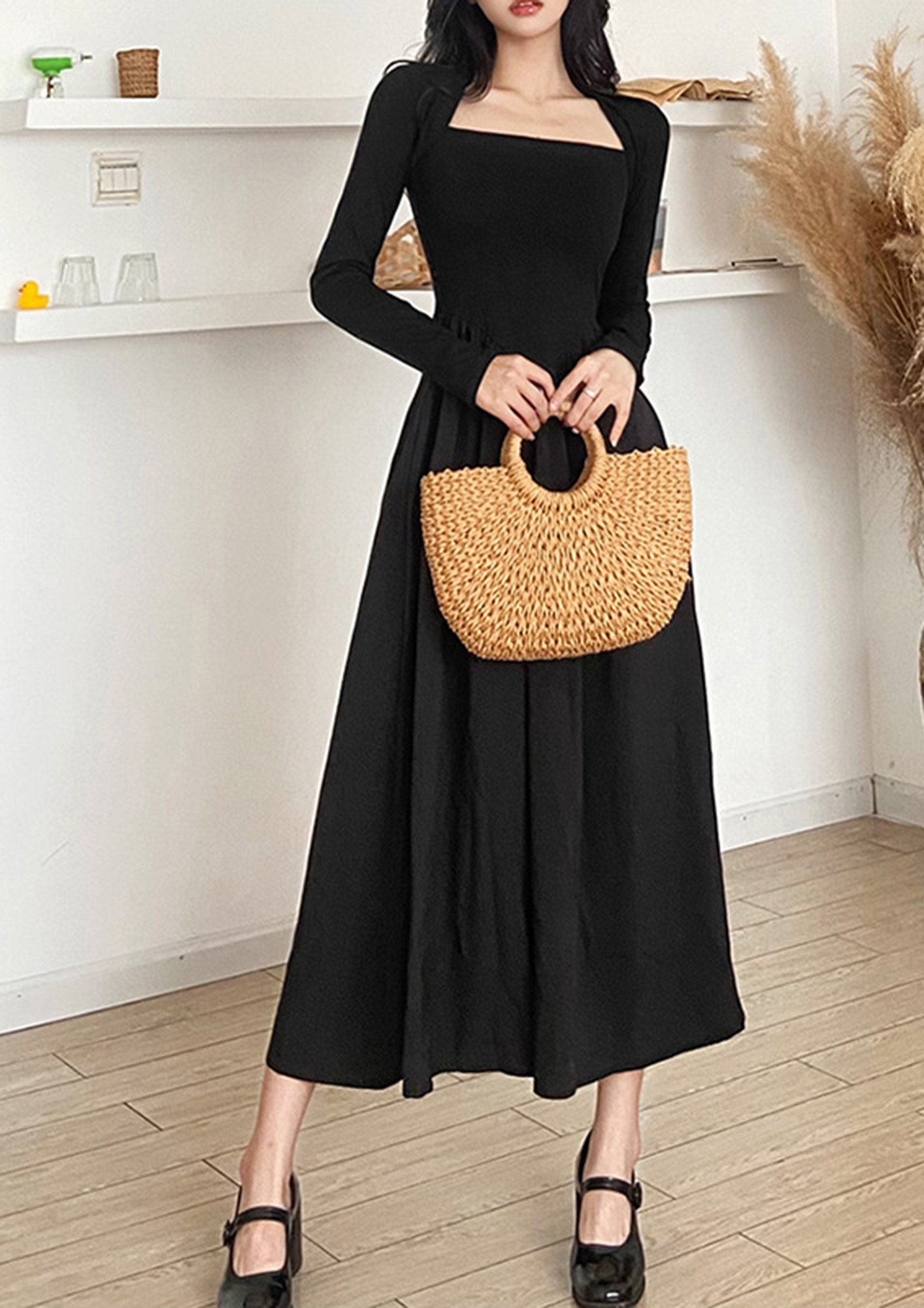 Buy MIRABI Women Black Solid Full Sleeve Dress (X-Small) at Amazon.in