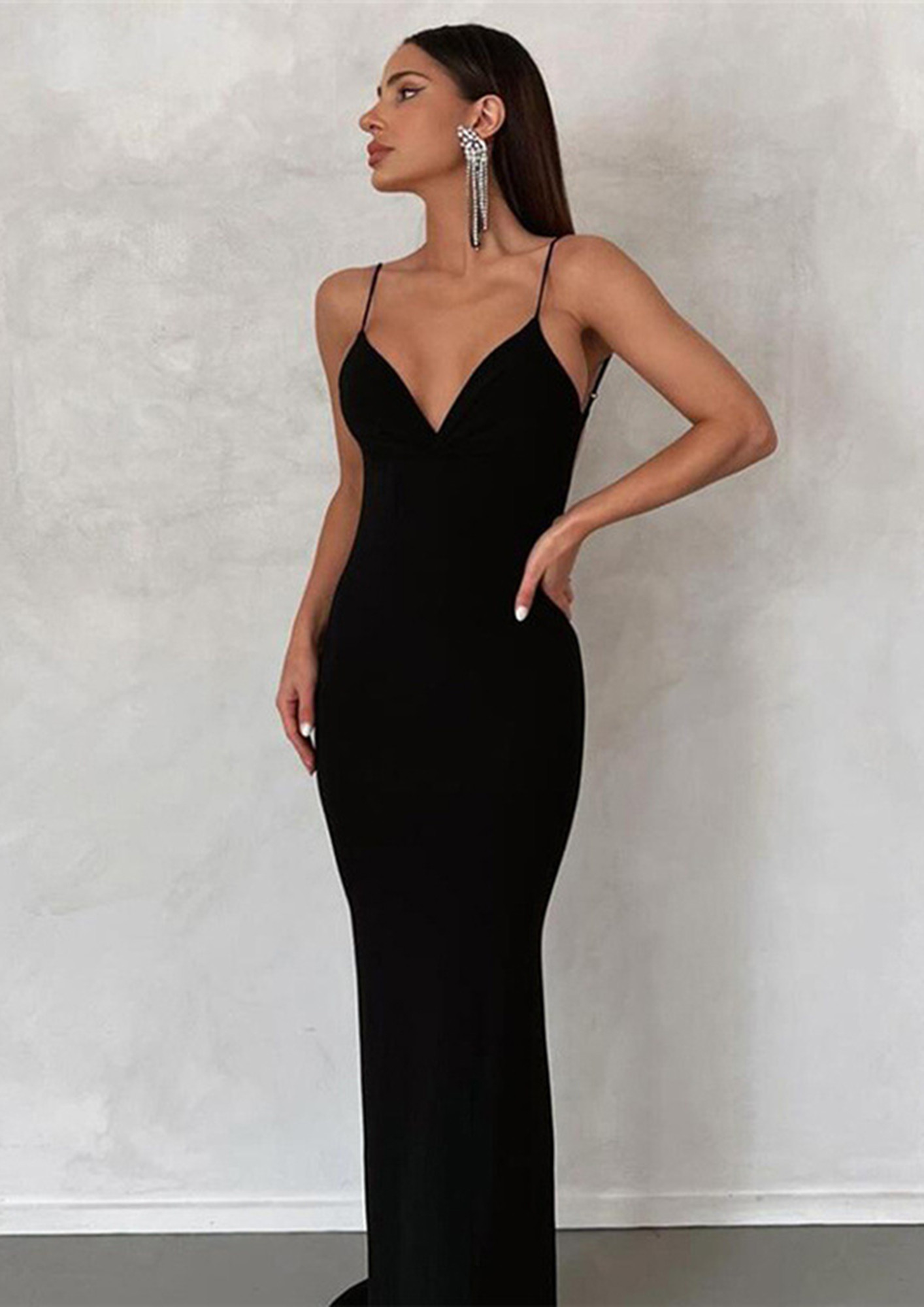 Buy LOW CUT BACKLESS BLACK DRESS for Women Online in India