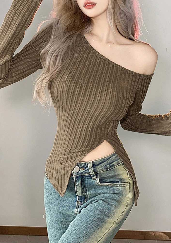Forever Sexy Khaki Ribbed Top