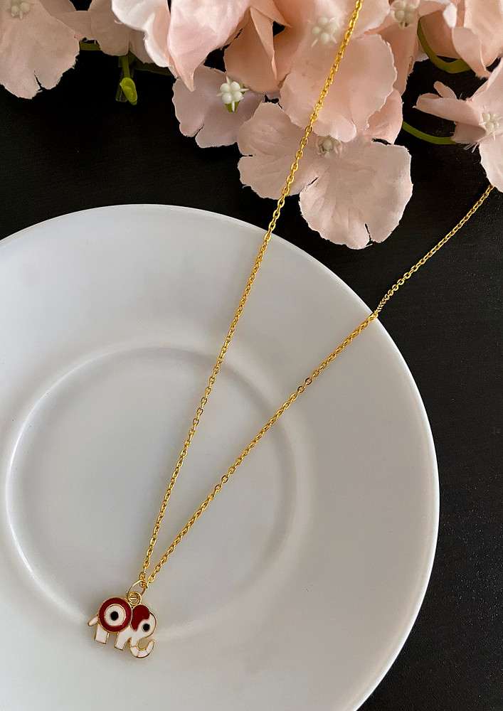Red Dainty Elephant Necklace