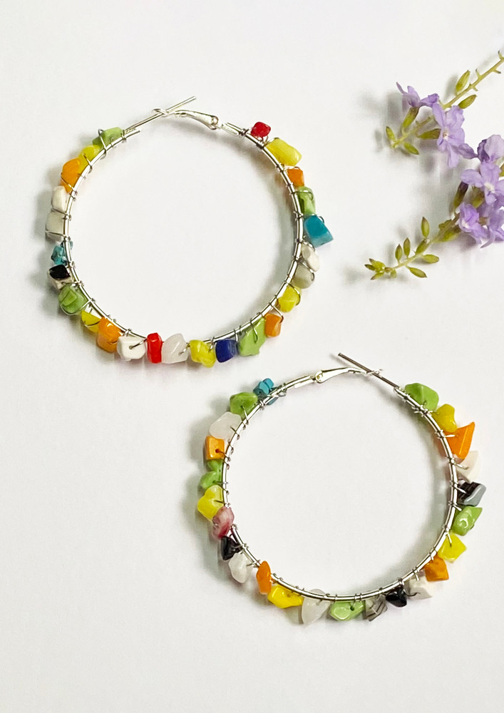 Multicolored Stone Hoops