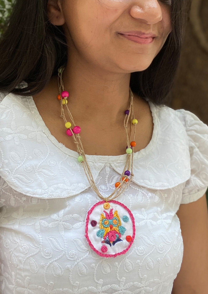 Handembroidered Owl Necklace
