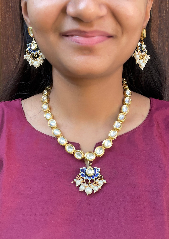 Lotus Kundan Necklace Set