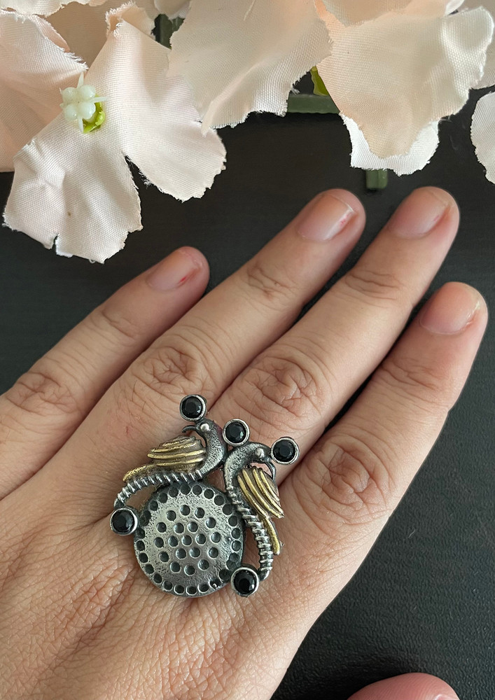 Oxidized Peacock Ring